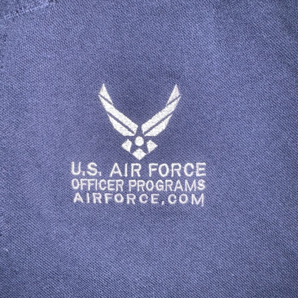Vtg US Air Force Officer Programs Polo Shirt L Navy Blue Dolphin Cove USAF